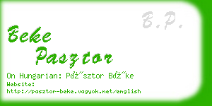 beke pasztor business card